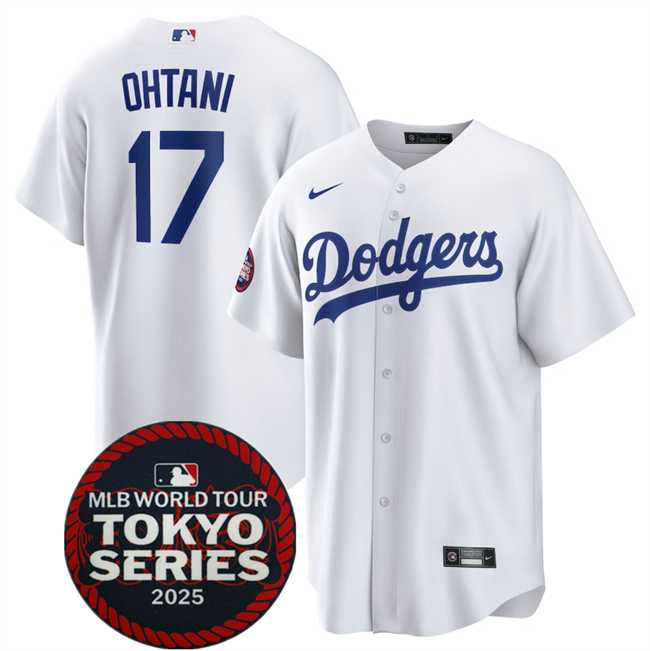 Men%27s Los Angeles Dodgers #17 Shohei Ohtani White 2025 World Tour Tokyo Series Home Stitched Jersey Dzhi->los angeles dodgers->MLB Jersey